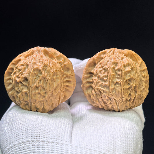 "Pumpkin Dun" Nanguadun NGD-1108 Low-Profile Wenwan Walnuts Pair | 47.0mm x 46.0mm | NGD-1108 - ThePatinaProject