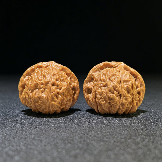 "Pumpkin Mound" Nanguadun Wenwan Walnuts (Pair) | 42.0mm x 40.0mm | Stock ID: NGD-1103 - ThePatinaProject
