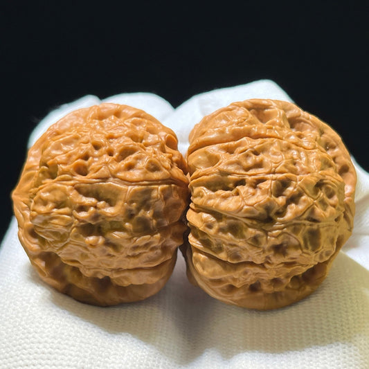 "Pumpkin Mound" Nanguadun Wenwan Walnuts (Pair) | 42.0mm x 40.0mm | Stock ID: NGD-1103 - ThePatinaProject