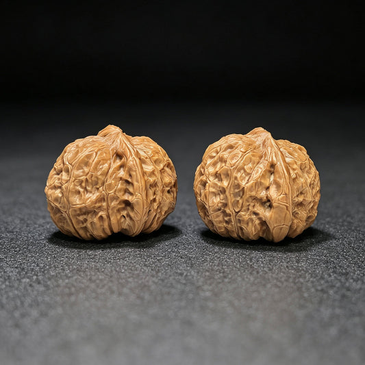 "Pumpkin Mound Vulture" Nanguadun Zuoshandiao Special Hybrid Wenwan Walnuts Pair | 42.0mm x 46.0mm | NGDZSD-C234E - ThePatinaProject