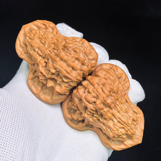 "Qilin Pattern Gourd / Fu Lu Gourds" Heirloom Collection Wenwan Walnuts Pair | 47.0mm x 42.0mm | QLHL-C1C0E - ThePatinaProject