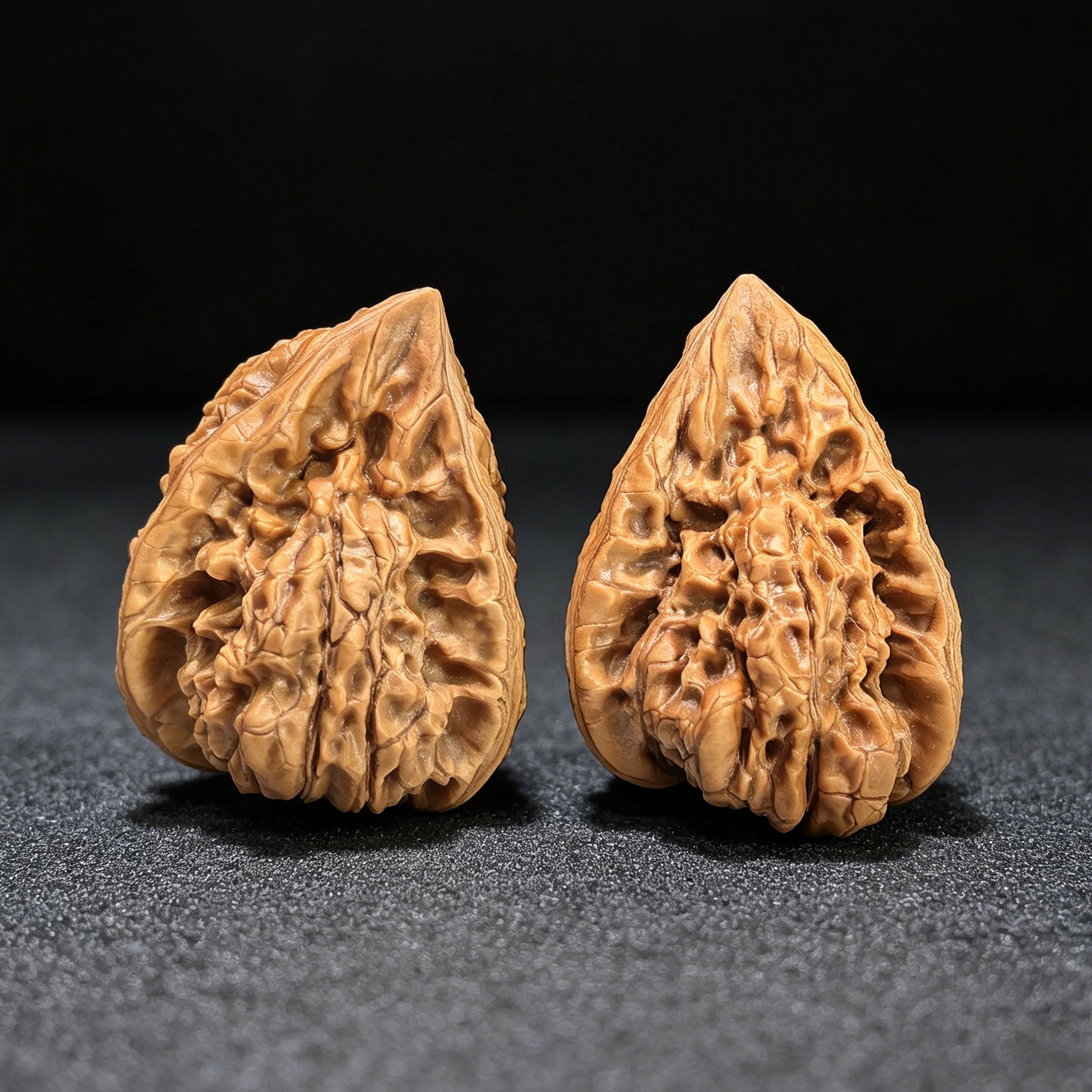Qilinwen Zuofo (Qilin Pattern Seated Buddha) Scholar Walnuts Pair | 34.0mm x 37.0mm | Stock ID: QLWZF-401E - ThePatinaProject