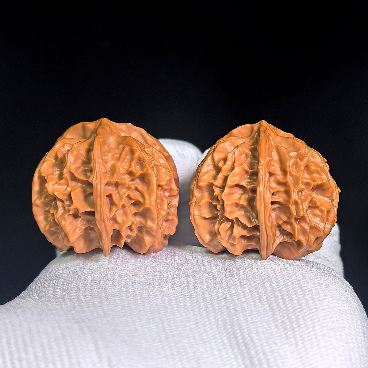 “Qishan Three-Ridge Zhengben” Wine-Cup Concave-Base Wenwan Walnuts Pair | 37.0mm × 37.0mm | QSSN-CWC0E - ThePatinaProject