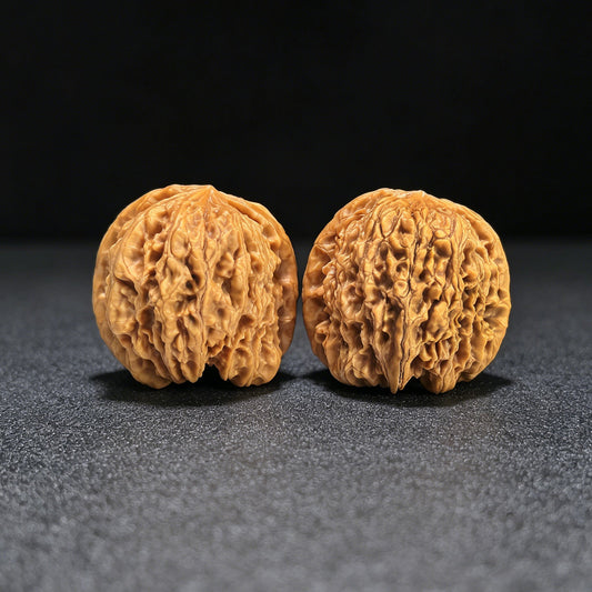 "Rain Flower Pebble" Yuhuashi Classic Low-Profile Wenwan Walnuts Pair | 36.0mm x 33.0mm | YHS-1402 - ThePatinaProject
