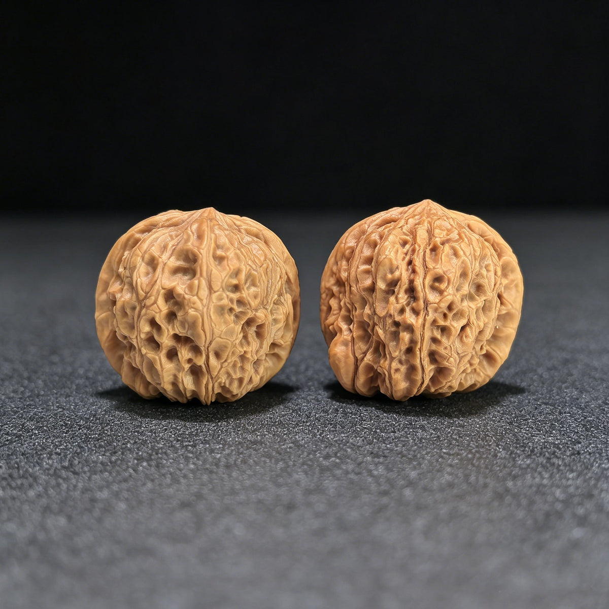 "Rain Flower Pebble" Yuhuashi YHS-1105 Pocket-Sized Wenwan Walnuts Pair | 32.0mm x 32.0mm | YHS-1105 - ThePatinaProject