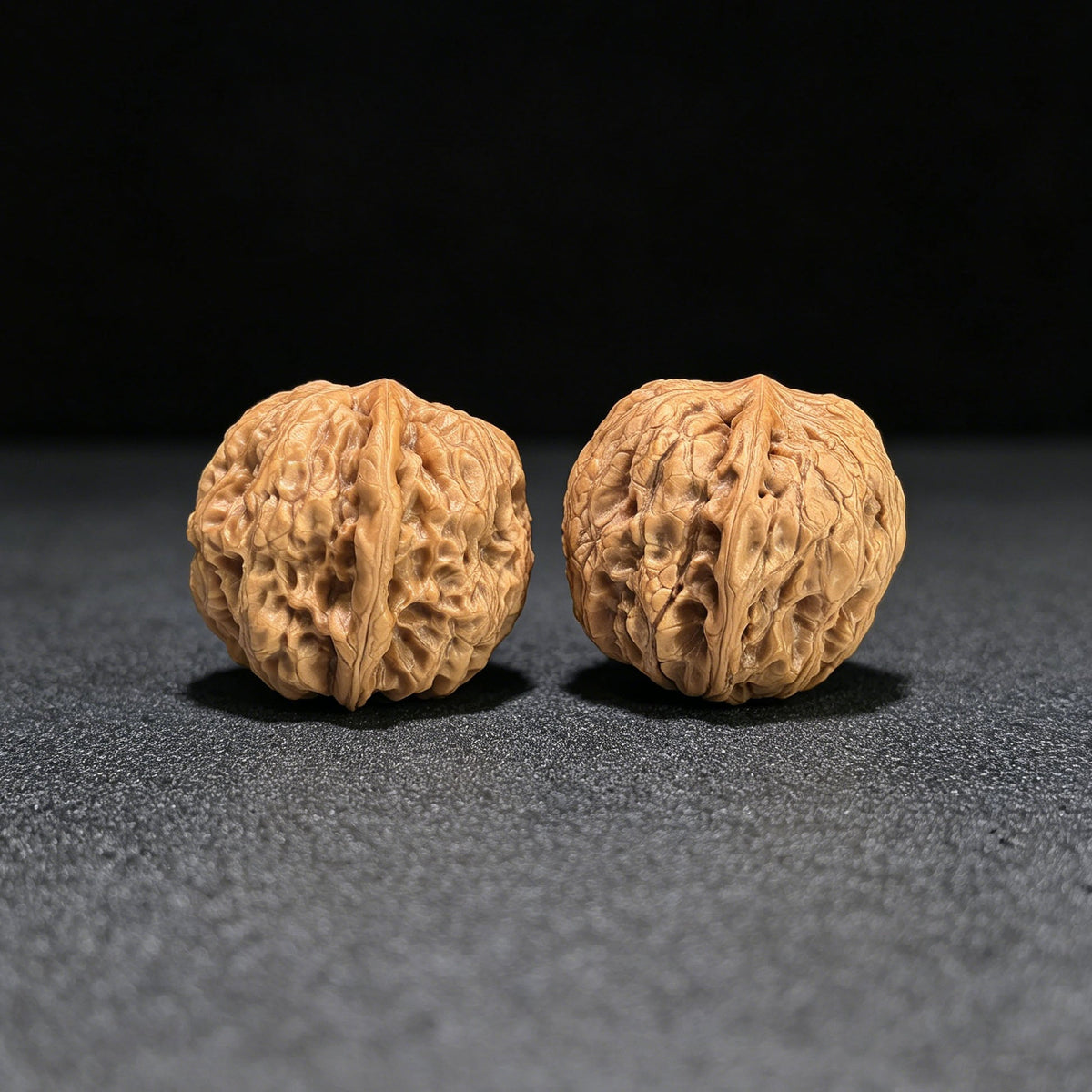 "Rain Flower Stone" Yuhuashi Hand-Twist Shou Nian Wenwan Walnuts (Pair) | 32.0mm x 33.0mm | Stock ID: YHS-1102 - ThePatinaProject