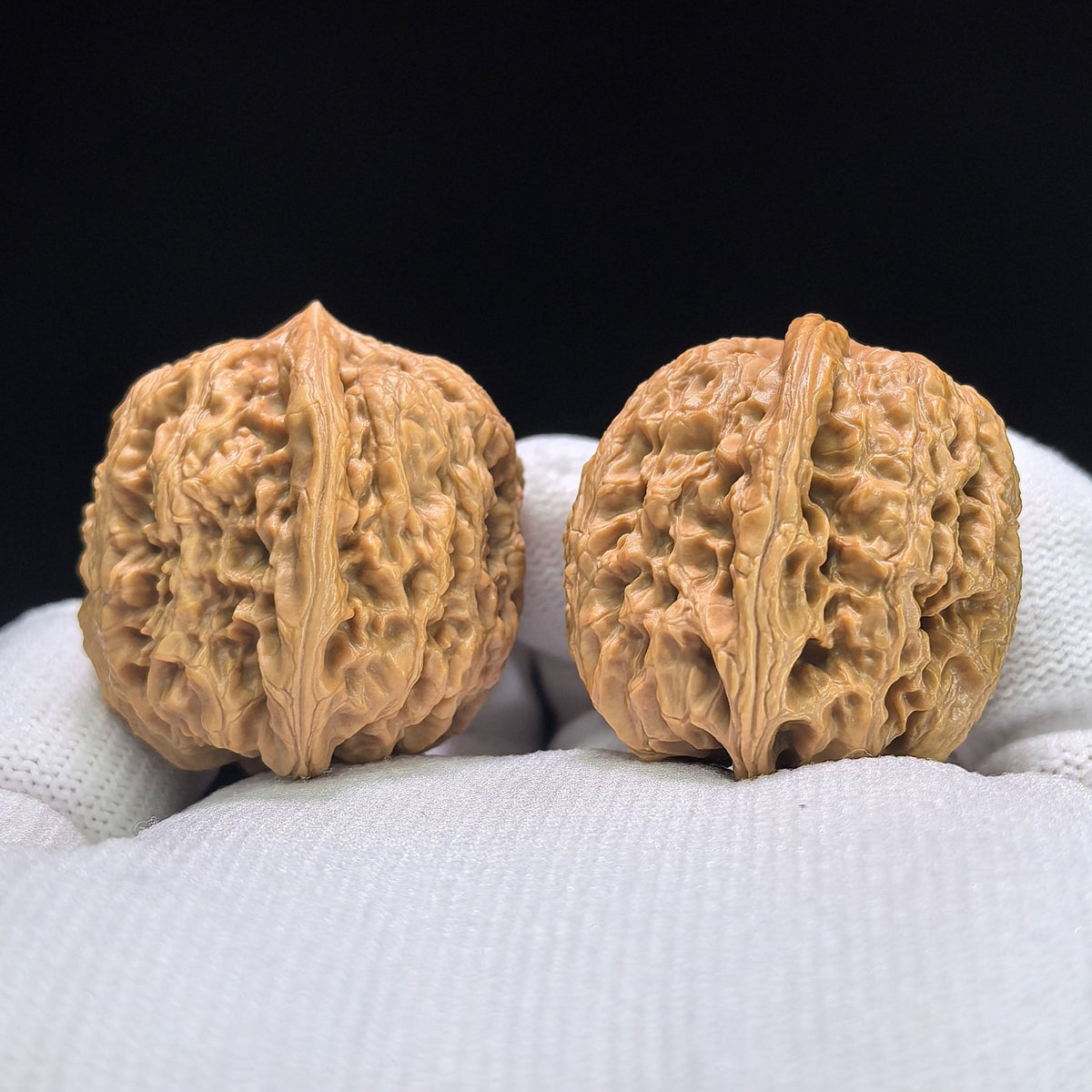 "Rain Flower Stone" Yuhuashi Low-Profile Wenwan Walnuts Pair | 34.0mm x 32.0mm | YHS-1103 - ThePatinaProject