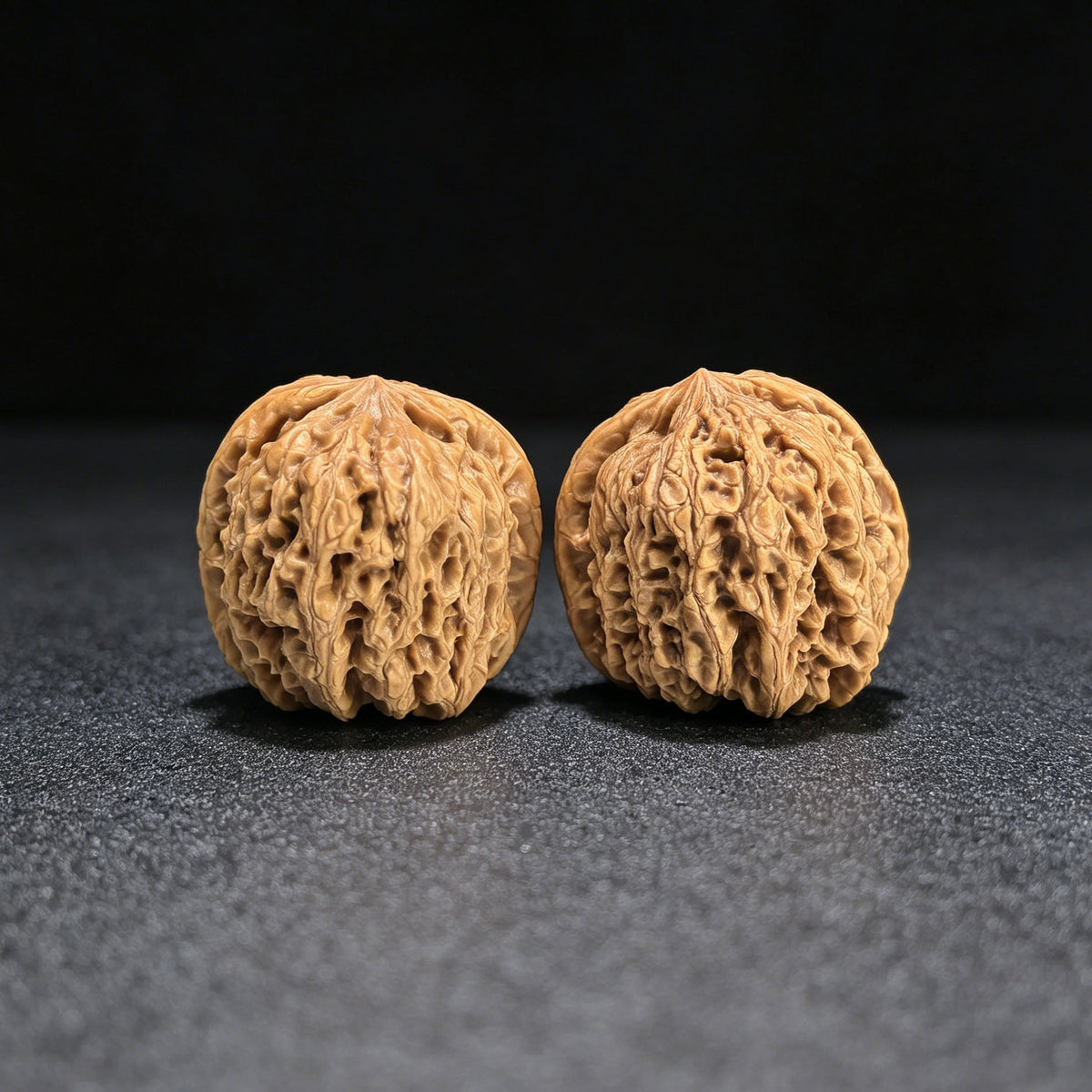 "Rain Flower Stone" Yuhuashi Low-Profile Wenwan Walnuts Pair | 34.0mm x 32.0mm | YHS-1103 - ThePatinaProject