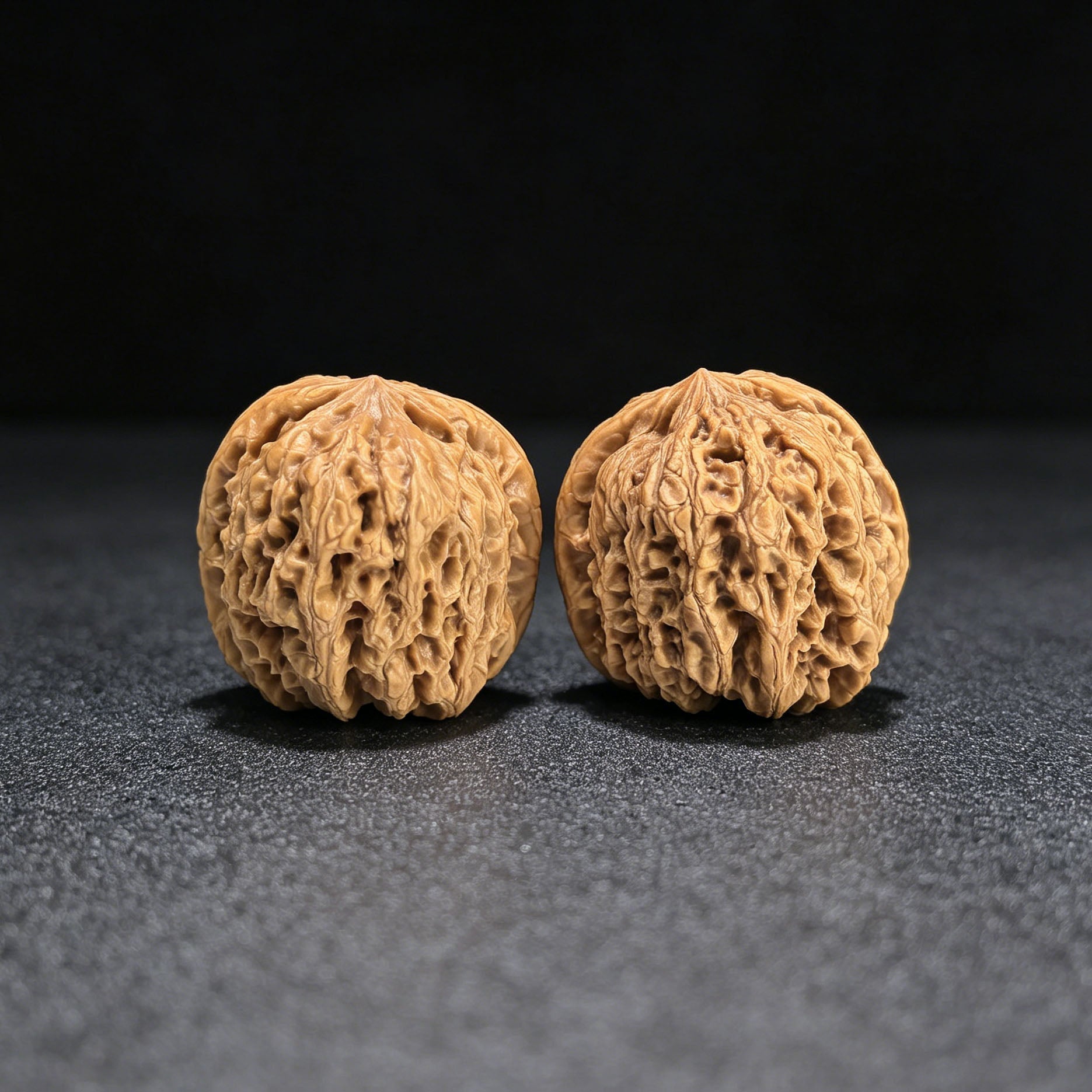 "Rain Flower Stone" Yuhuashi Low-Profile Wenwan Walnuts Pair | 34.0mm x 32.0mm | YHS-1103 - ThePatinaProject