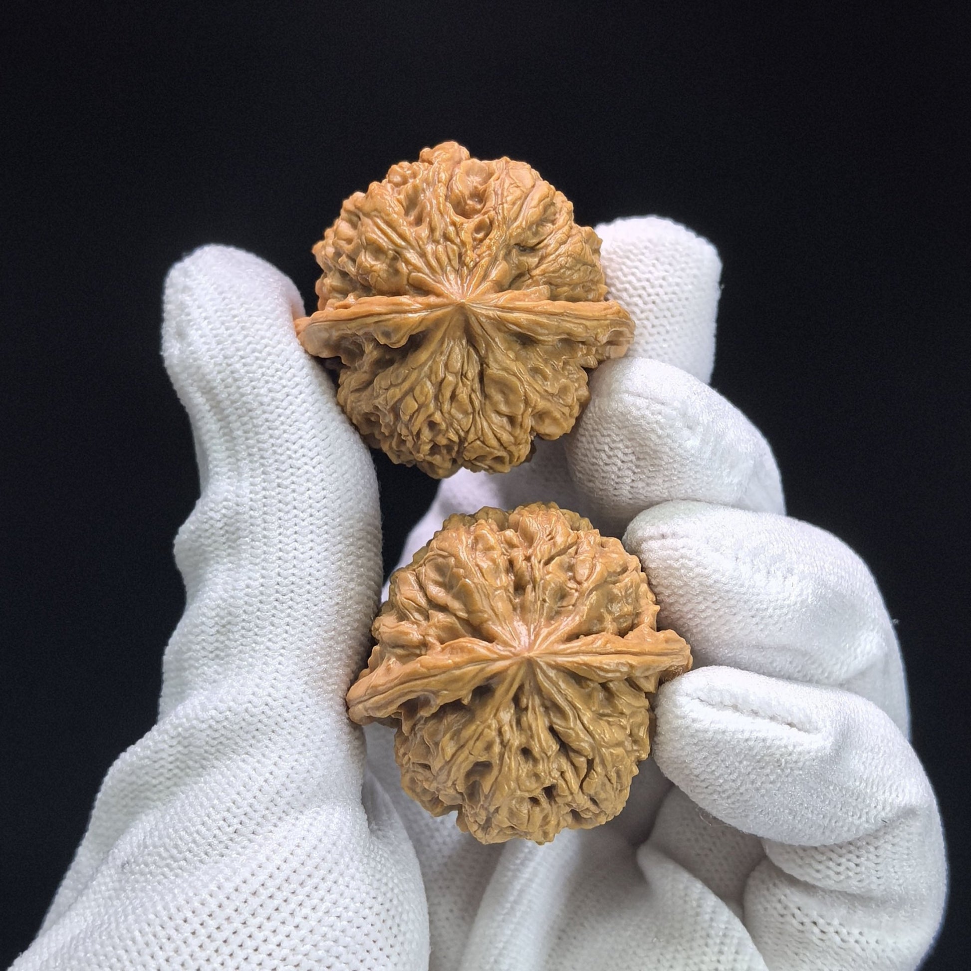 "Rain Flower Stone" Yuhuashi Low-Profile Wenwan Walnuts Pair | 34.0mm x 32.0mm | YHS-1103 - ThePatinaProject