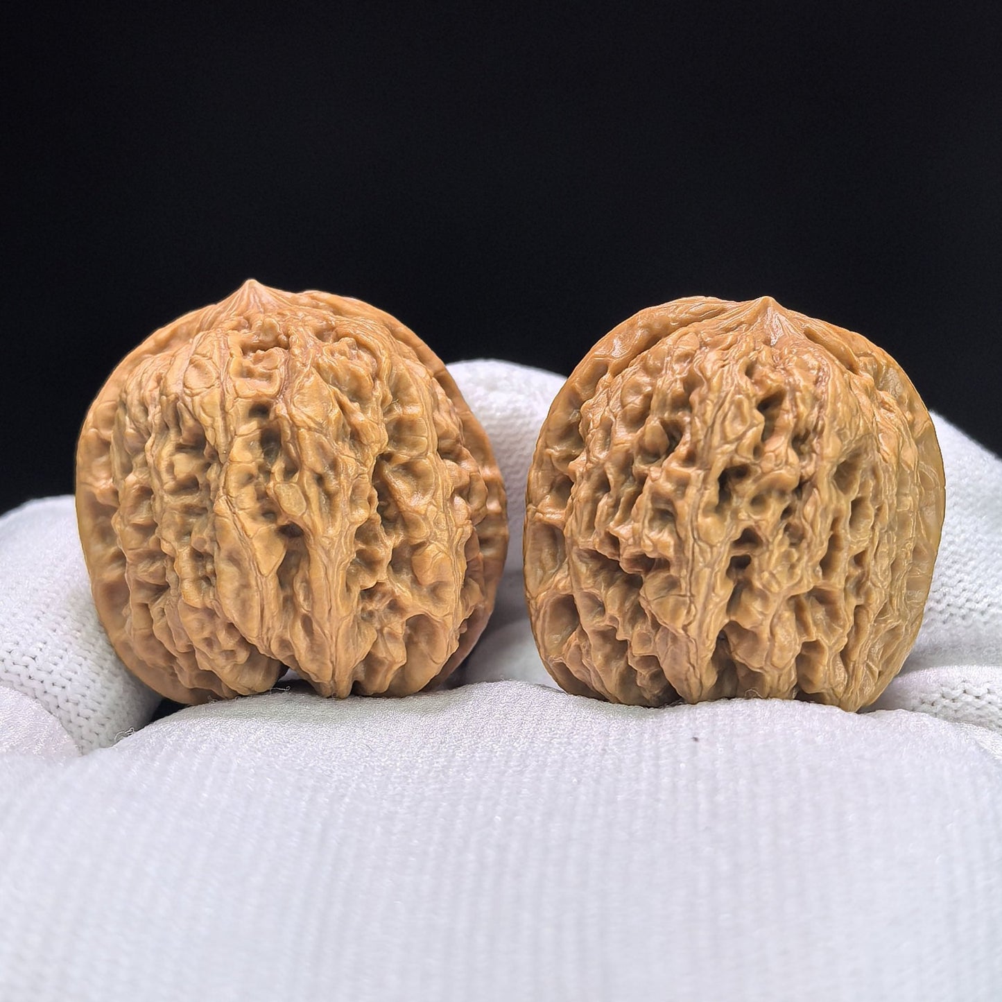 "Rain Flower Stone" Yuhuashi Low-Profile Wenwan Walnuts Pair | 34.0mm x 32.0mm | YHS-1103 - ThePatinaProject