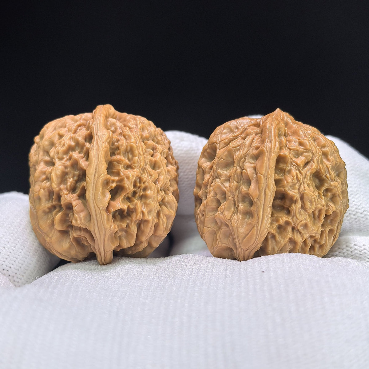 "Rain Flower Stone" Yuhuashi Low-Profile Wenwan Walnuts Pair | 34.0mm x 32.0mm | YHS-1103 - ThePatinaProject