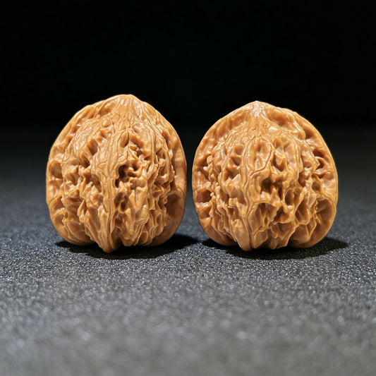 Red Cross Lion Head (Hong Shi Zi) Wenwan Walnuts | 37.0mm x 39.0mm | HSZ-1102 - ThePatinaProject