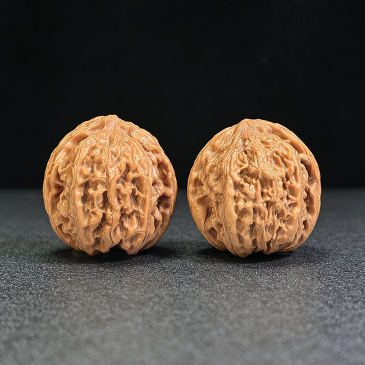 "Red Koi / Hong Jin Li" Heirloom Collection Wenwan Walnuts Pair | 38.0mm x 39.0mm | HJL-1501C - ThePatinaProject