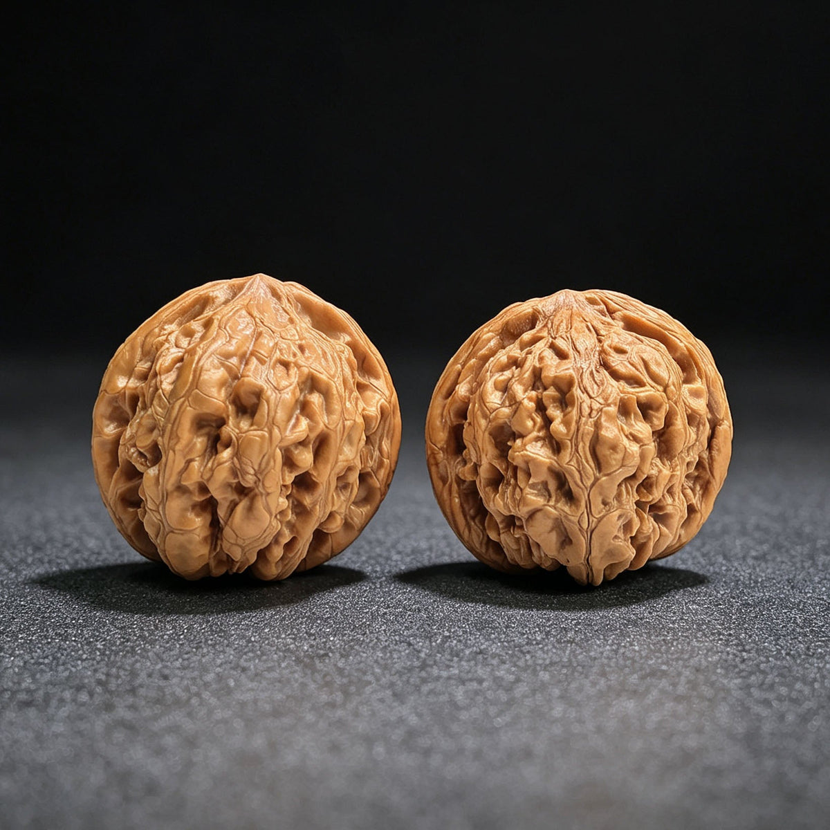 "Red Koi" Hongjinli HJL-17B1C Low-Profile Wenwan Walnuts Pair | 39.0mm x 42.0mm | HJL-17B1C - ThePatinaProject