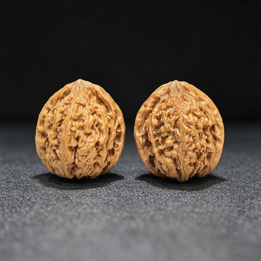 "Red Koi" Hongjinli Low-Profile Wenwan Walnuts Pair | 37.0mm x 40.0mm | HJL-1502C - ThePatinaProject