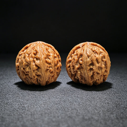 "Red Koi" Hongjinli Wenwan Walnuts Pair | 40.0mm x 42.0mm | HJL-1551C - ThePatinaProject