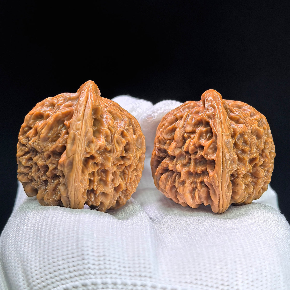 “Red-Shell Triangular Nanjiang Stone” Wenwan Walnut Pair | 37.0mm × 38.0mm | NJS-1410 - ThePatinaProject
