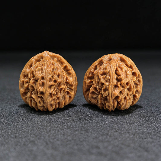 “Red-Shell Triangular Nanjiang Stone” Wenwan Walnut Pair | 37.0mm × 38.0mm | NJS-1410 - ThePatinaProject