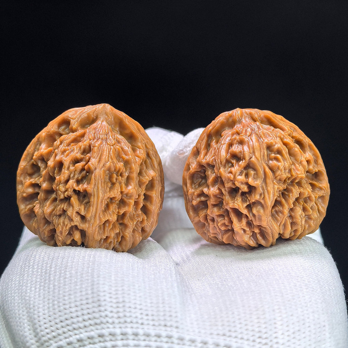 “Red-Shell Triangular Nanjiang Stone” Wenwan Walnut Pair | 37.0mm × 38.0mm | NJS-1410 - ThePatinaProject