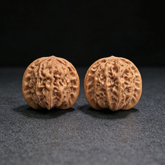Round-Bodied Deep-Textured Porcelain Doll Wenwan Walnut Pair — 38.0mm x 38.0mm | CWW-17C1C - ThePatinaProject