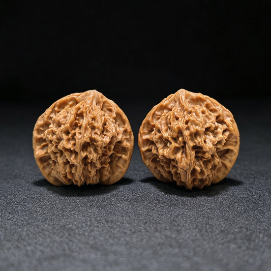 Shaanxi Guanmao Wenwan Walnut Pair | Broad-Shouldered Official Hat Form | 45.0mm × 39.0mm | SXGM-1601 - ThePatinaProject