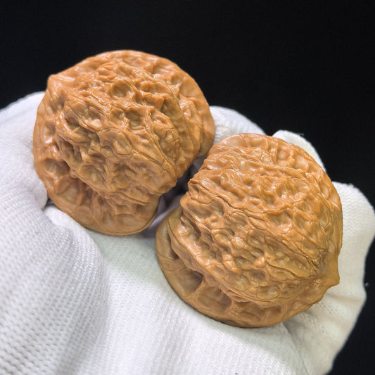"Shaanxi Official Hat" Shaanxi Guanmao Wenwan Walnuts Pair | 43.0mm x 35.0mm | SXGM-01SY - ThePatinaProject