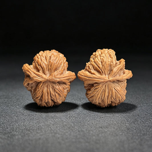 "Shunfenger White Lionhead" Baishizi Shunfenger BSJSFE-1301E Wenwan Walnuts Collector Pair | 38.0mm x 41.0mm | Stock ID: BSJSFE-1301E - ThePatinaProject