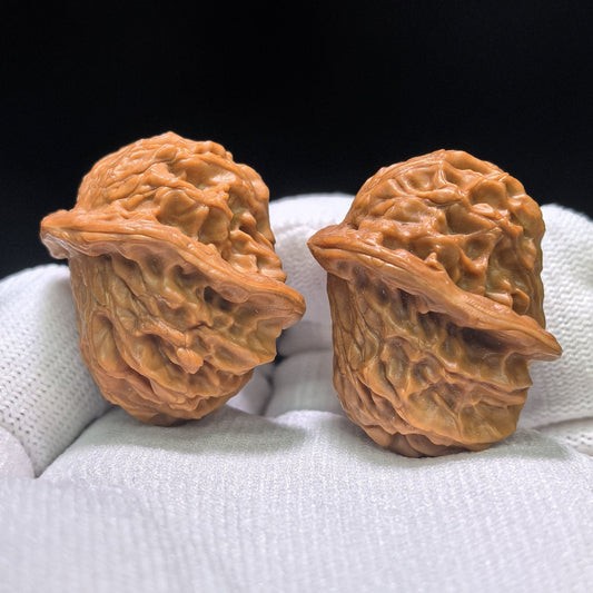 "Special Shape Little Bird" Yixing Xiaoniao Pocket Size Wenwan Walnuts Pair | 30.0mm x 37.0mm | YXXN-CG210E - ThePatinaProject