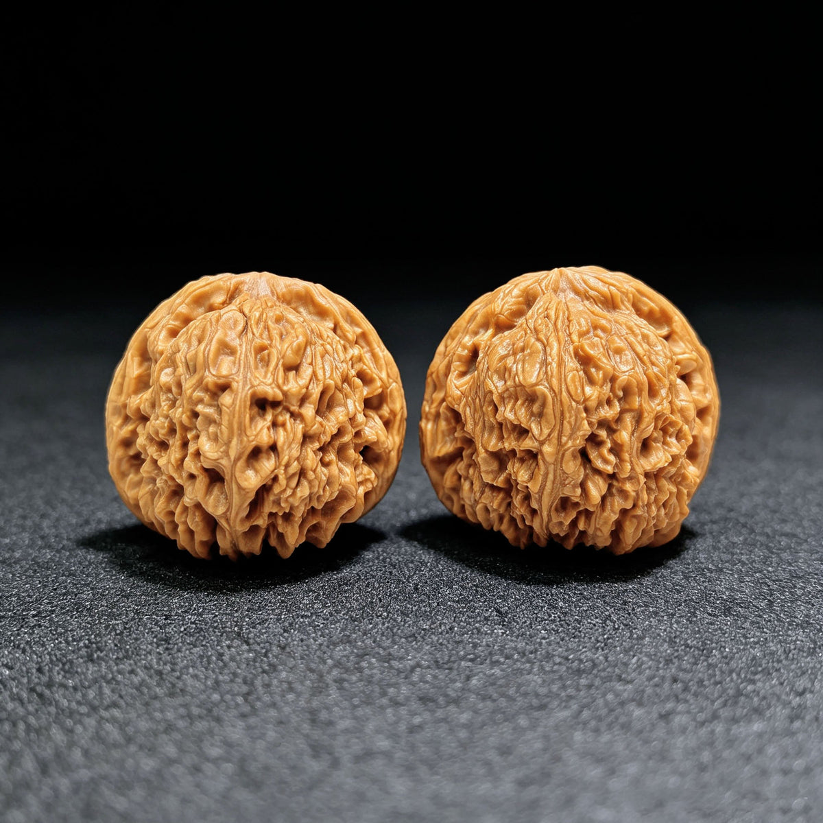 "Spherical Nanjiang Stone" Qiuxing Nanjiangshi Classic Low-Profile Wenwan Walnuts Pair | 44.0mm x 41.0mm | NJS-1503C - ThePatinaProject