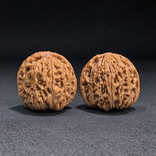 Spherical Nanjiang Stone Wenwan Walnut Pair | 41.0mm × 40.0mm | QXNJS-17G7 - ThePatinaProject