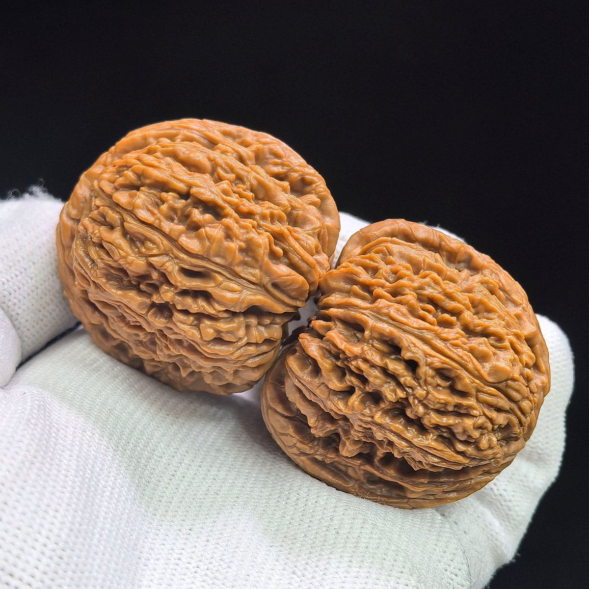 Spherical Nanjiang Stone Wenwan Walnut Pair | 41.0mm × 40.0mm | QXNJS-17G7 - ThePatinaProject