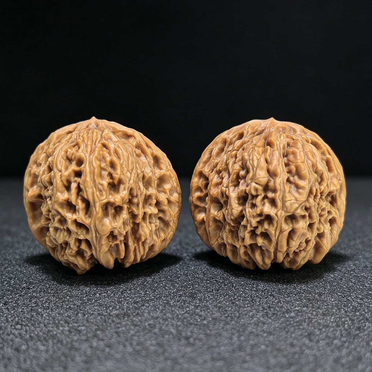 “Spherical Nanjiang Stone” Wenwan Walnut Pair | Round-Bodied Deep-Textured Form | 41.0mm × 41.0mm | NJS-1404 - ThePatinaProject