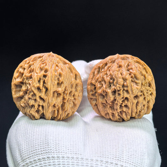 “Spherical Nanjiang Stone” Wenwan Walnut Pair | Round-Bodied Deep-Textured Form | 41.0mm × 41.0mm | NJS-1404 - ThePatinaProject