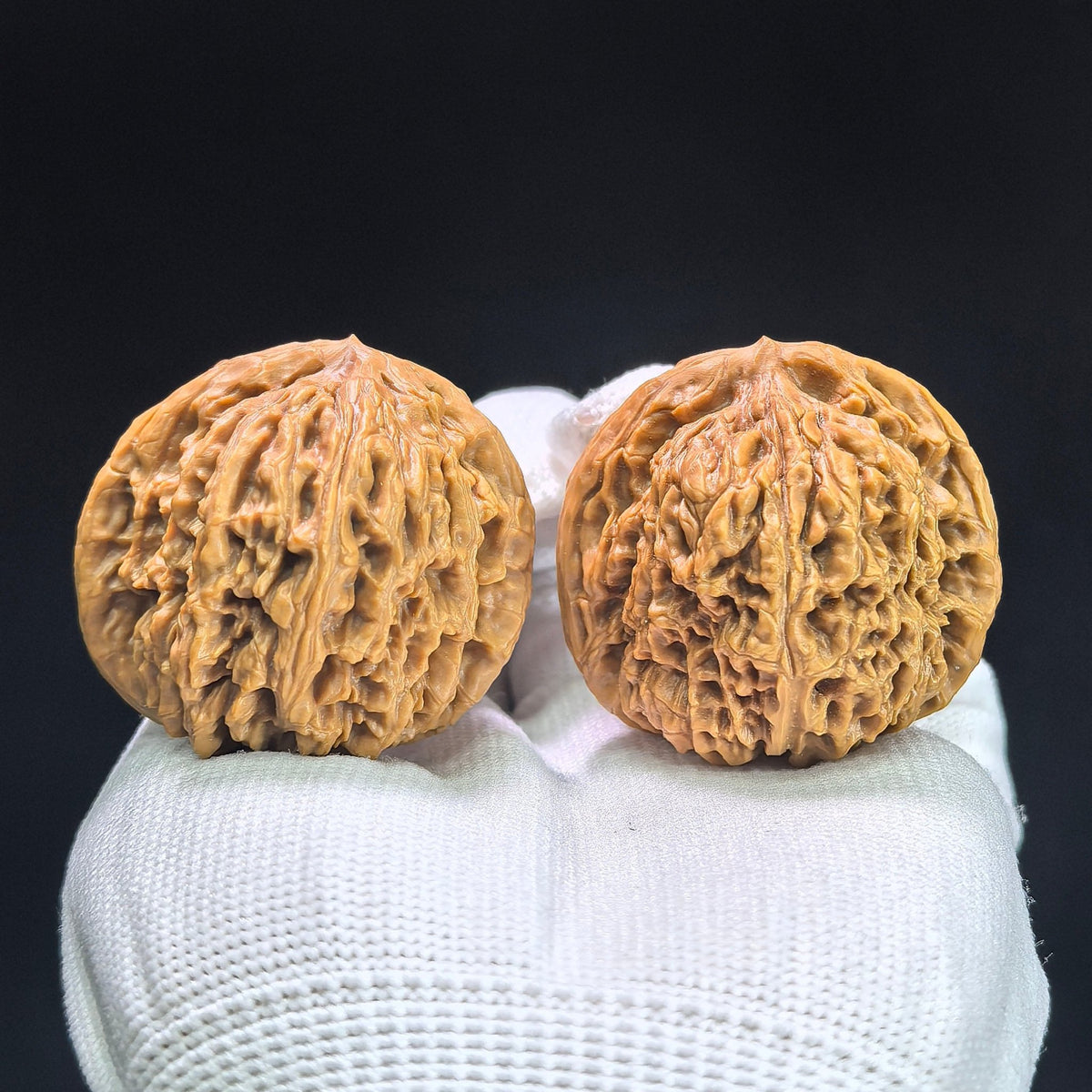 “Spherical Nanjiang Stone” Wenwan Walnut Pair | Round-Bodied Deep-Textured Form | 41.0mm × 41.0mm | NJS-1404 - ThePatinaProject