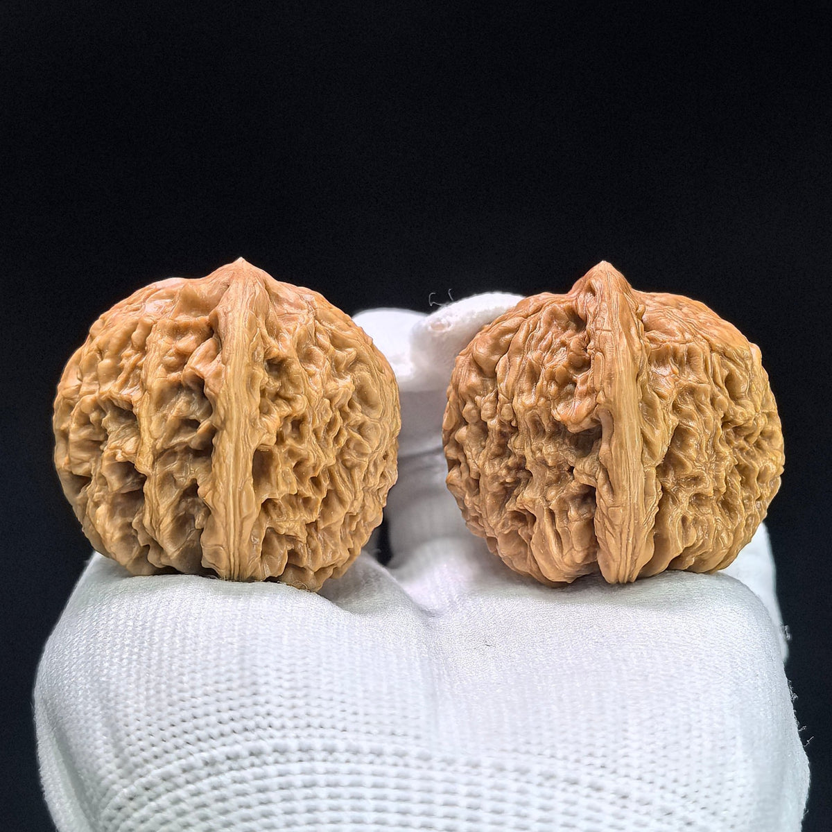 “Spherical Nanjiang Stone” Wenwan Walnut Pair | Round-Bodied Deep-Textured Form | 41.0mm × 41.0mm | NJS-1404 - ThePatinaProject