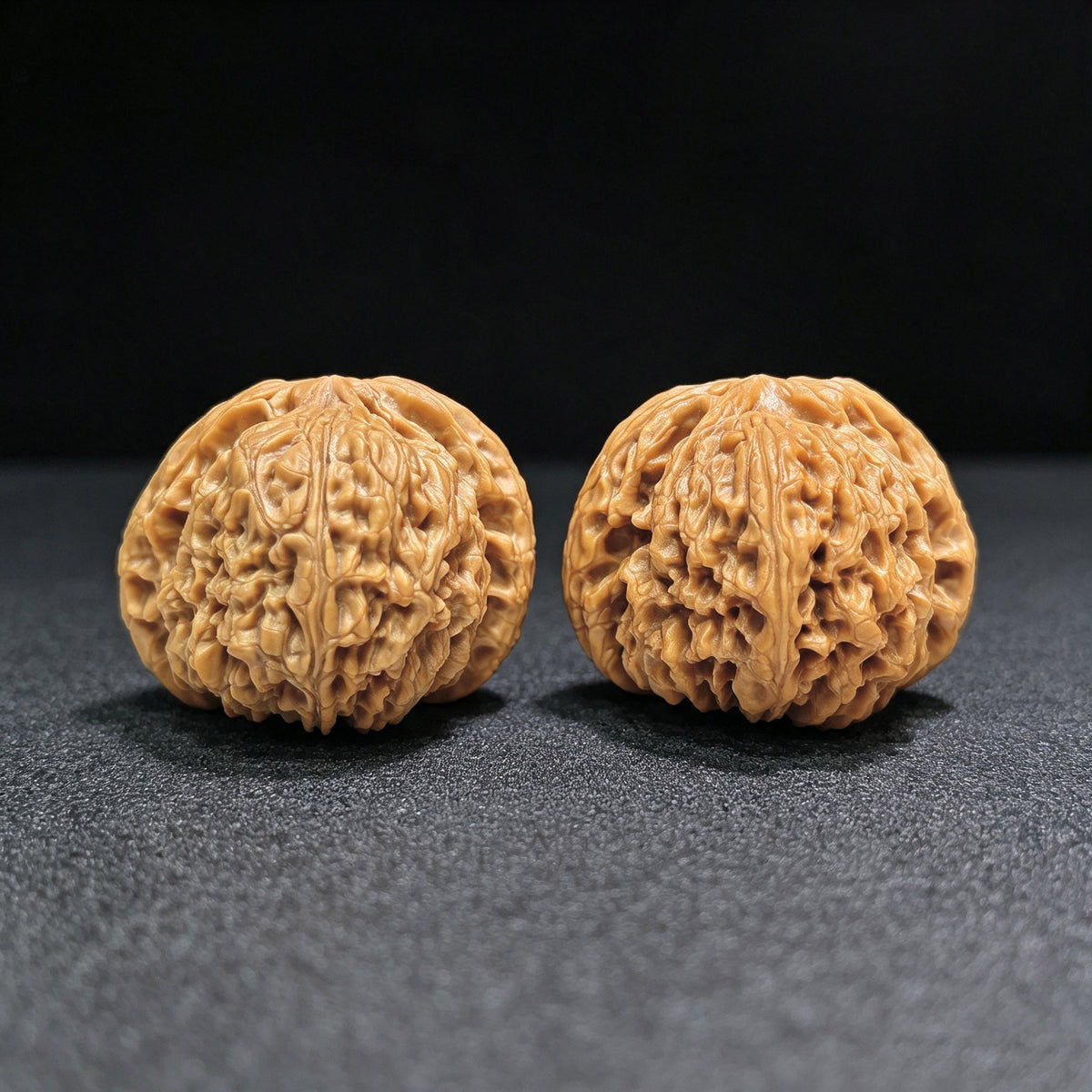 "Spherical Nanjiangshi Lionhead" Qiuxing Nanjiangshi NJS-1501C Low-Profile Wenwan Walnuts Pair | 44.0mm x 44.0mm | NJS-1501C - ThePatinaProject
