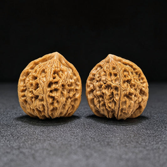 "Spherical Water Dragon Texture" Qiuxing Shuilongwen Low-Profile Wenwan Walnuts Pair | 37.0mm x 37.0mm | SLW-1503C - ThePatinaProject