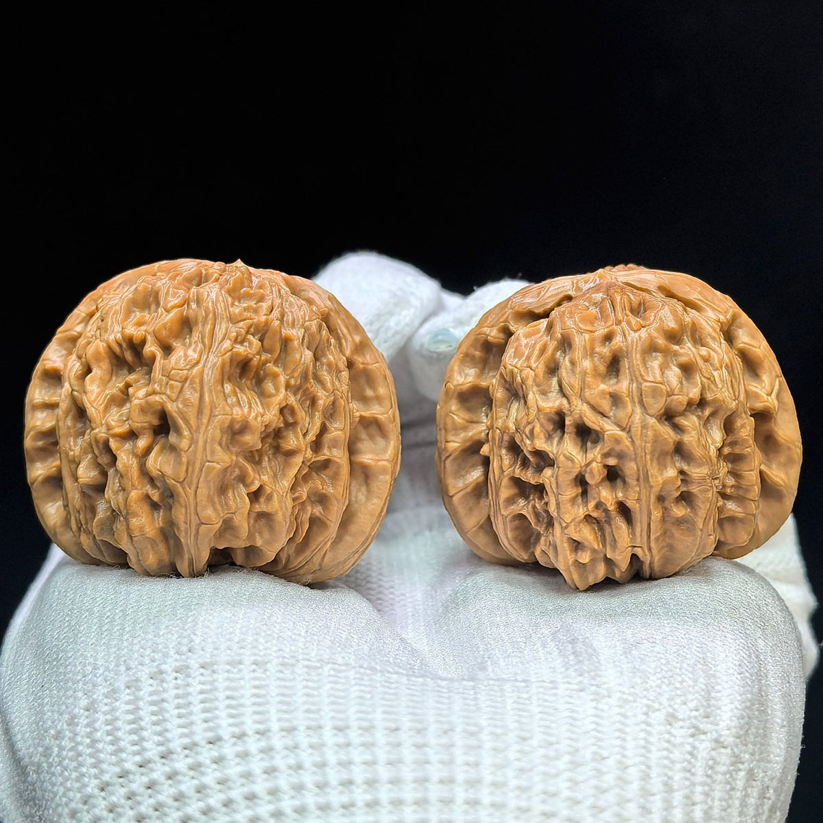 “Spherical White Lion” Bai Shizi Wenwan Walnut Pair | 39.0mm × 40.0mm | QXBSJ-1509C - ThePatinaProject