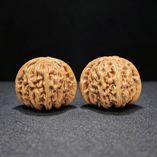 "Spherical White Lion" Qiuxing Baishizi Low-Profile Wenwan Walnuts Pair | 41.0mm x 41.0mm | QXBSJ-1502C - ThePatinaProject