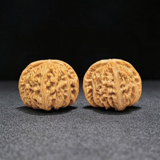 "Spherical White Lionhead" Qiuxing Baishizi QXBSJ-1506C Low-Profile Wenwan Walnuts Pair | 44.0mm x 44.0mm | QXBSJ-1506C - ThePatinaProject