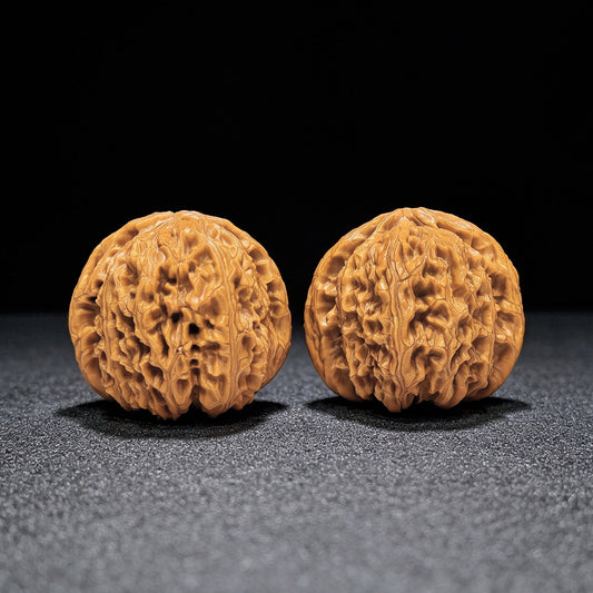 "Spherical White Lionhead" Qiuxing Baishizi QXBSJ-1507C Low-Profile Wenwan Walnuts Pair | 42.0mm x 42.0mm | QXBSJ-1507C - ThePatinaProject