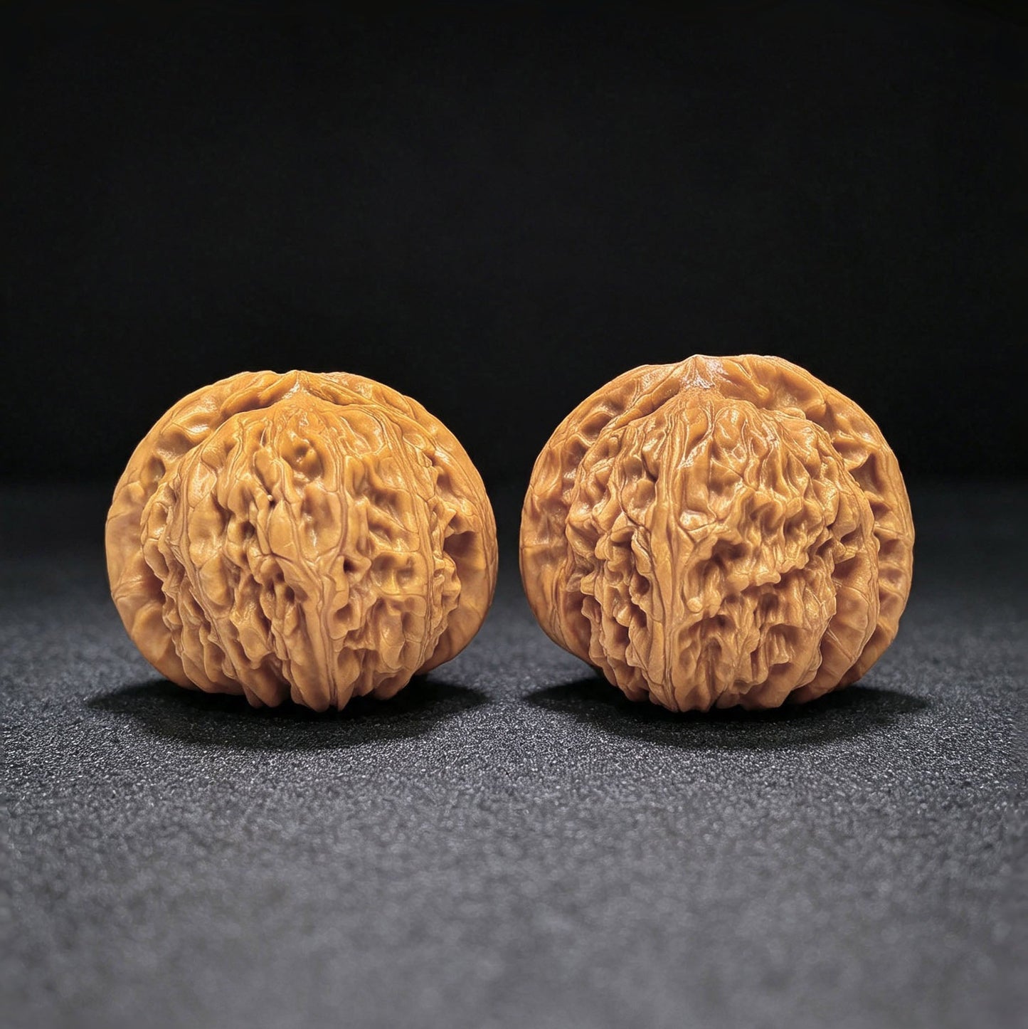 "Spherical White Lionhead" Qiuxing Baishizi QXBSJ-1508C Low-Profile Wenwan Walnuts Pair | 42.0mm x 43.0mm | QXBSJ-1508C - ThePatinaProject