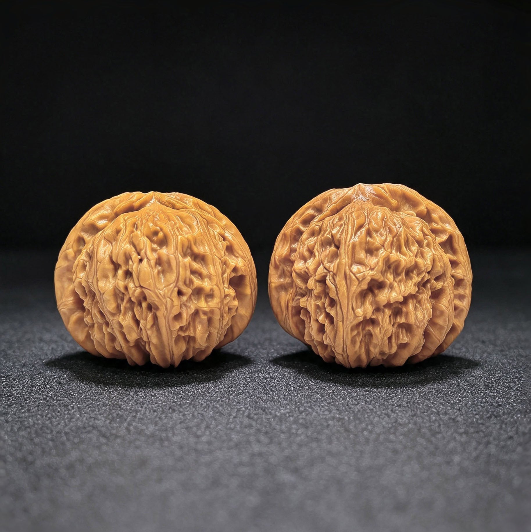 "Spherical White Lionhead" Qiuxing Baishizi QXBSJ-1508C Low-Profile Wenwan Walnuts Pair | 42.0mm x 43.0mm | QXBSJ-1508C - ThePatinaProject