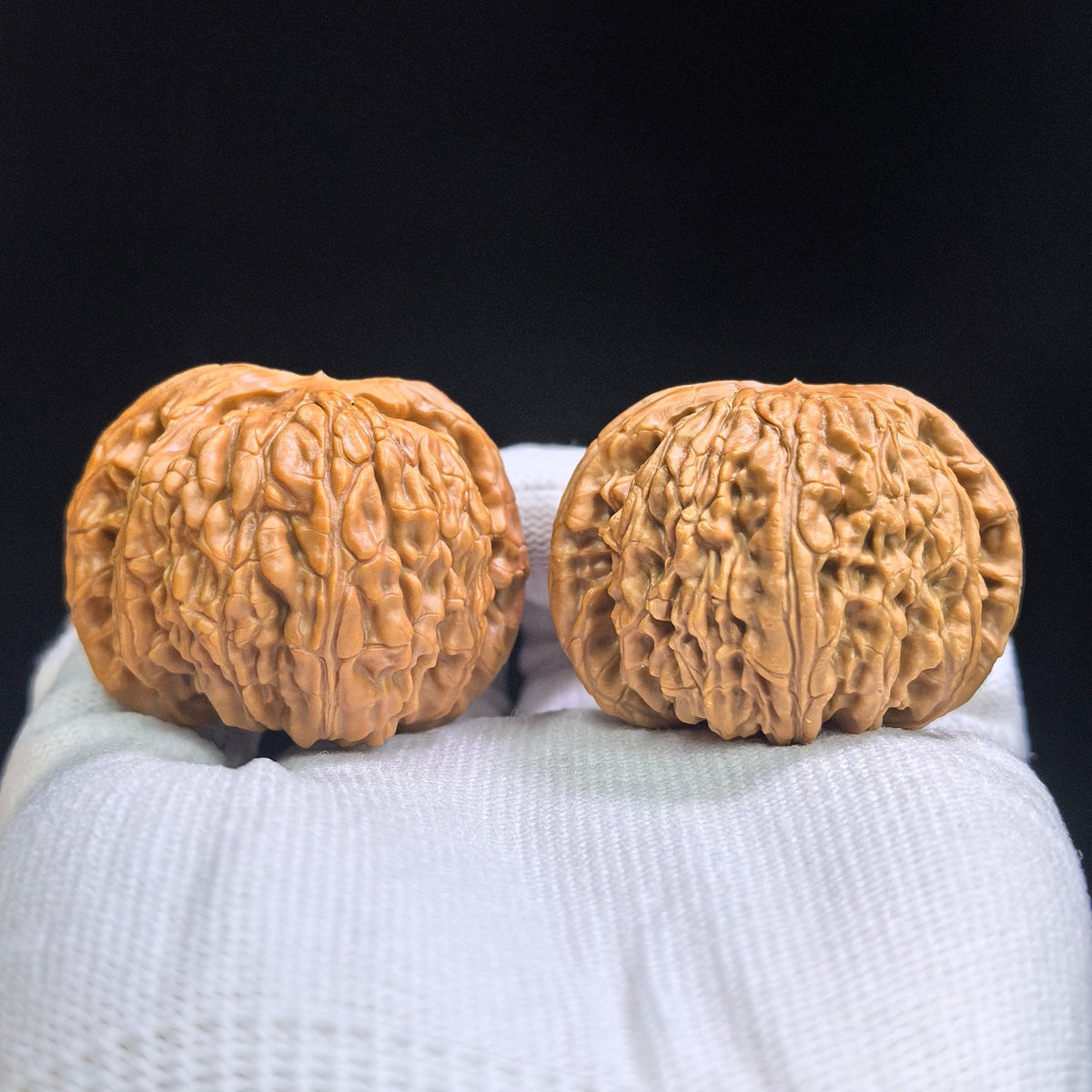 "Sunken Tip White Lionhead" Menjian Baishizi AJBSZ-17G8 Low-Profile Wenwan Walnuts Pair | 42.0mm x 40.0mm | AJBSZ-17G8 - ThePatinaProject