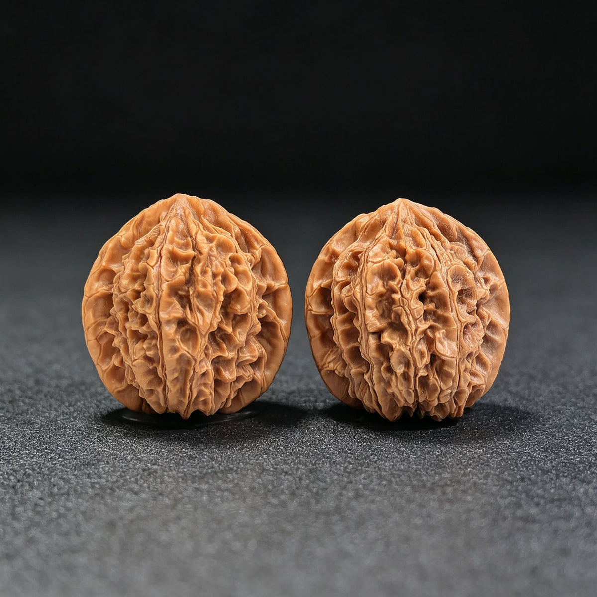 Tall-Ridged Deep-Textured Tongtian Ba Wenwan Walnut Pair — 40.0mm x 36.0mm | TTB-SY1H9 - ThePatinaProject