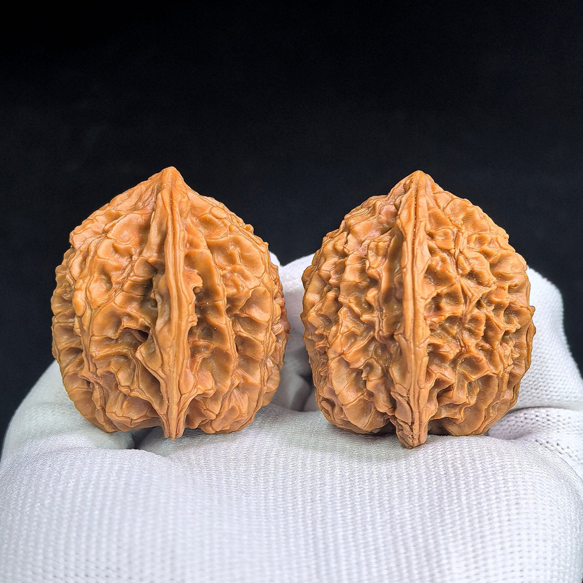 Tall-Ridged Deep-Textured Tongtian Ba Wenwan Walnut Pair — 40.0mm x 36.0mm | TTB-SY1H9 - ThePatinaProject