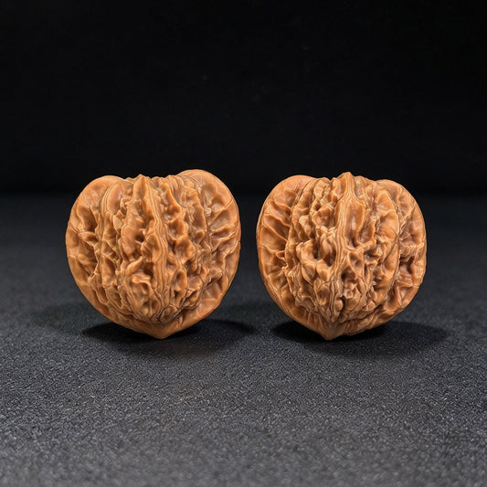 Taoxin Panlong Hutou Wenwan Walnuts Pair | Distinctive Heart-Like Form & Layered Texture | 39 × 38 mm | PLHT-19B1 - ThePatinaProject