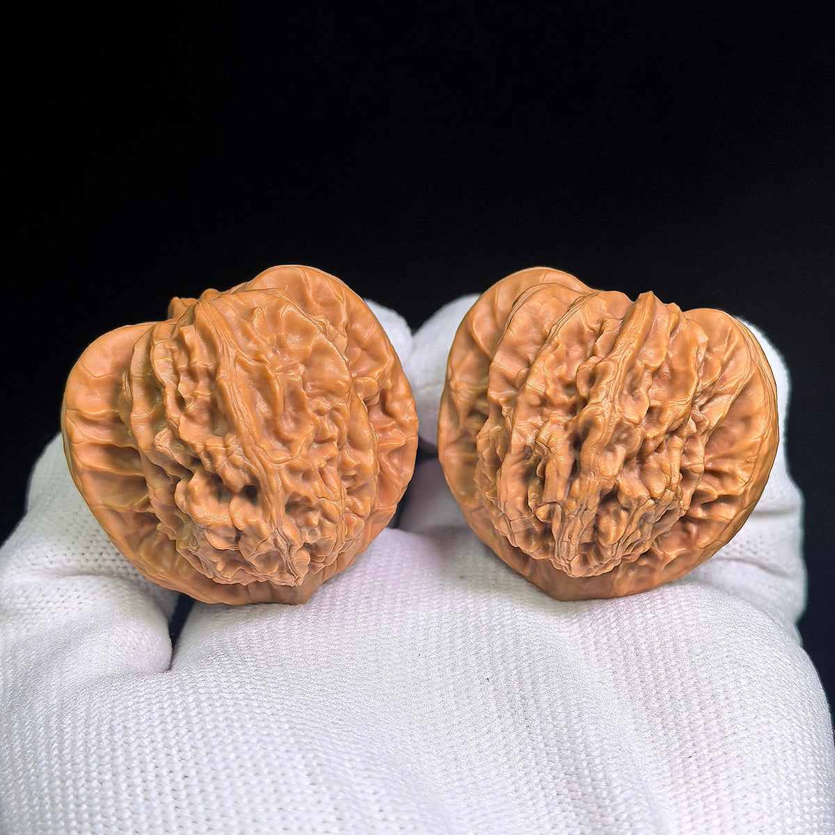Taoxin Panlong Hutou Wenwan Walnuts Pair | Distinctive Heart-Like Form & Layered Texture | 39 × 38 mm | PLHT-19B1 - ThePatinaProject