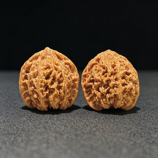 The "Ancient Millstone" (Mo Pan) Select Miniature Scholar Walnuts | 39.0mm x 35.0mm | Compact Shou Nian Format | MP-1004 - ThePatinaProject
